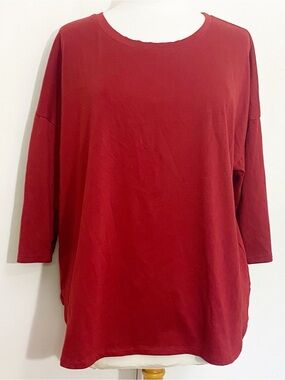 Kancystore Classic Women's Dark Red Rayon Blend Long Sleeve Top 2X